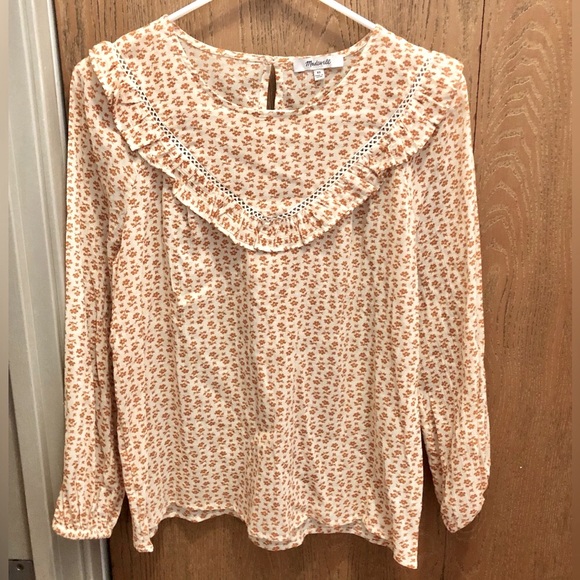Brand New Madewell Ruffle-Yoke Prairie Top in Cutout Blooms - Picture 6 of 8